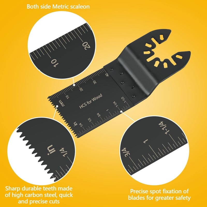Carrollar 100Pcs Oscillating Saw Blades, Universal Oscillating Tool Blades, Multi Tool Blades Kits for Wood Plastics Metal,Quick Release Blades for Dewalt Ryobi Bosch Milwaukee - Image 3